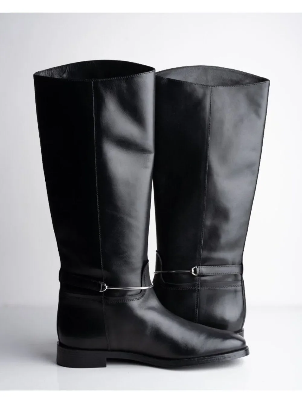 Massimo Dutti Womens Leather Knee High Riding Boots Black Sz US 9 EU 40 NWD